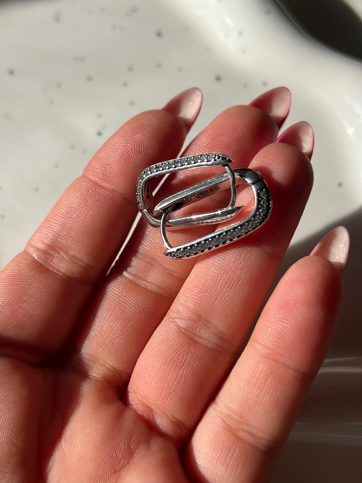 Aro Alargado Circonitas Plata de Ley